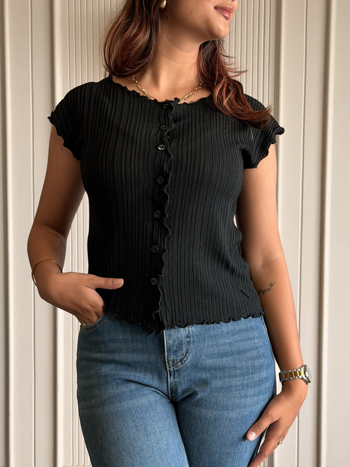 Button-Down Ruffle Top