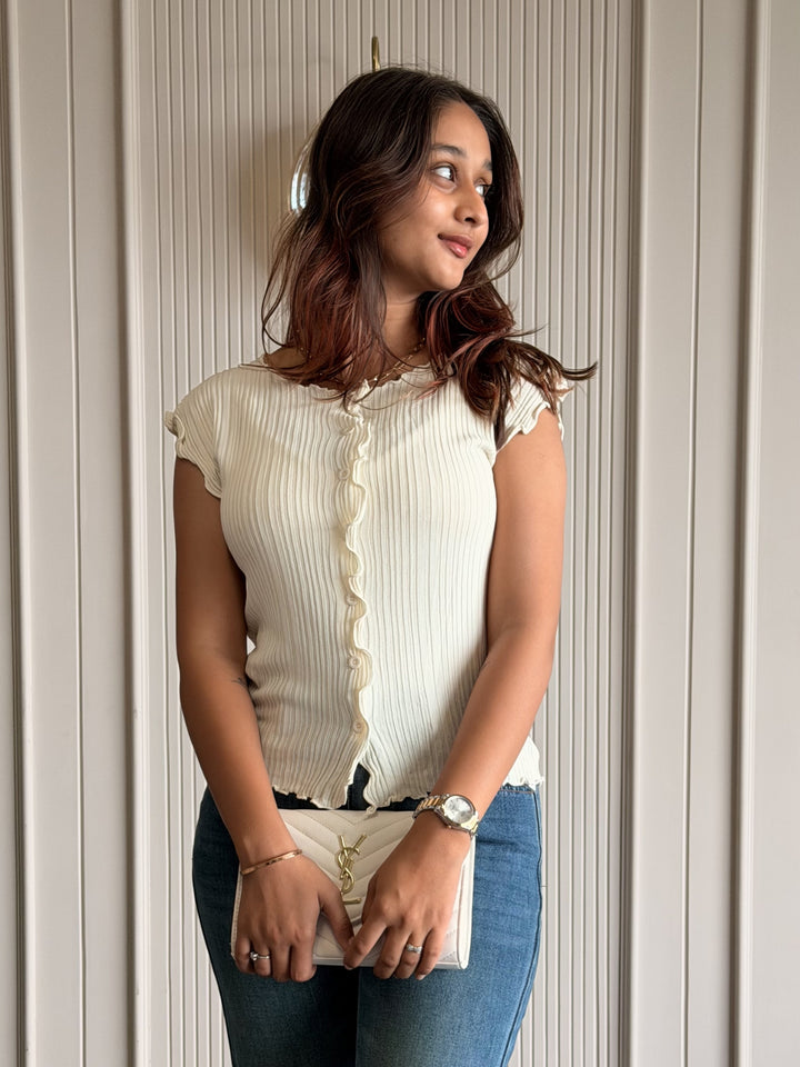 Button-Down Ruffle Top