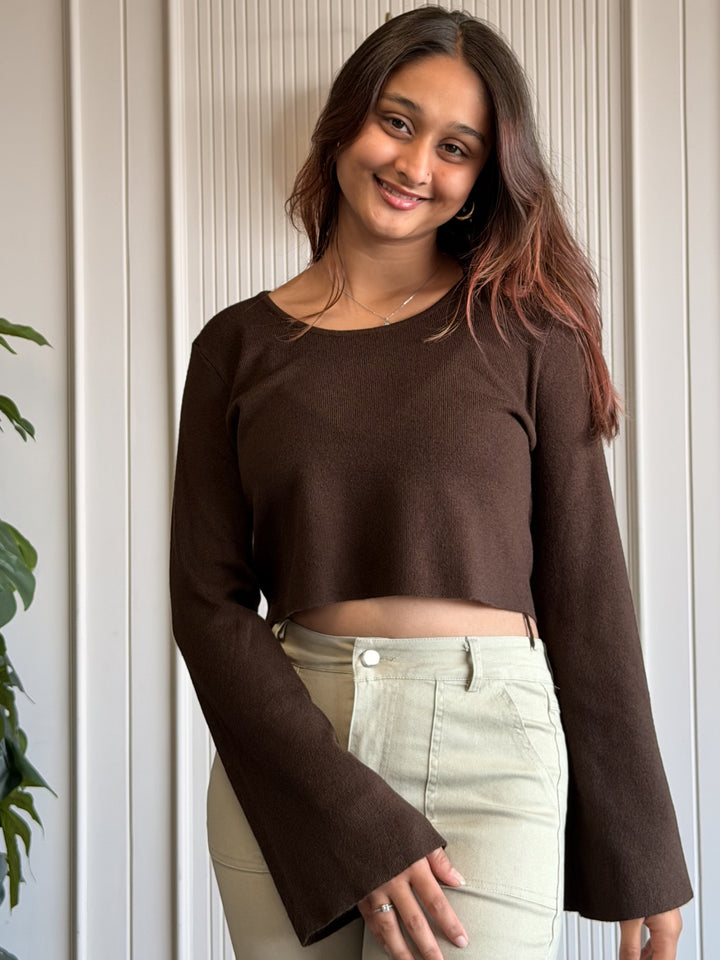 Dark Brown Bell Crop Top