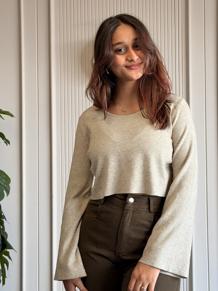 Beige Bell Crop Top