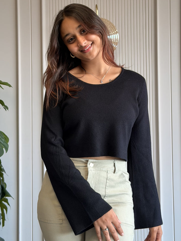 Black Bell Crop Top