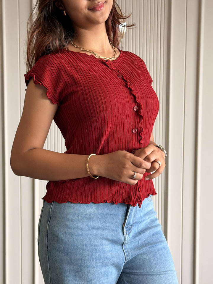 Button-Down Ruffle Top