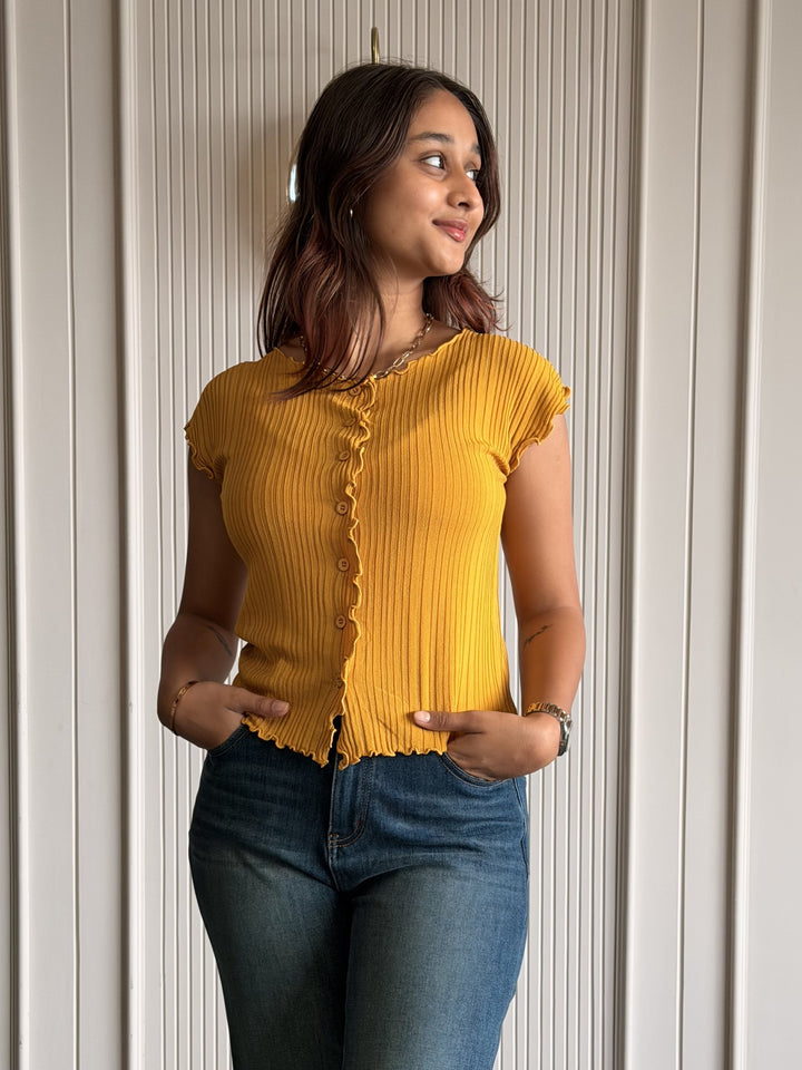 Button-Down Ruffle Top