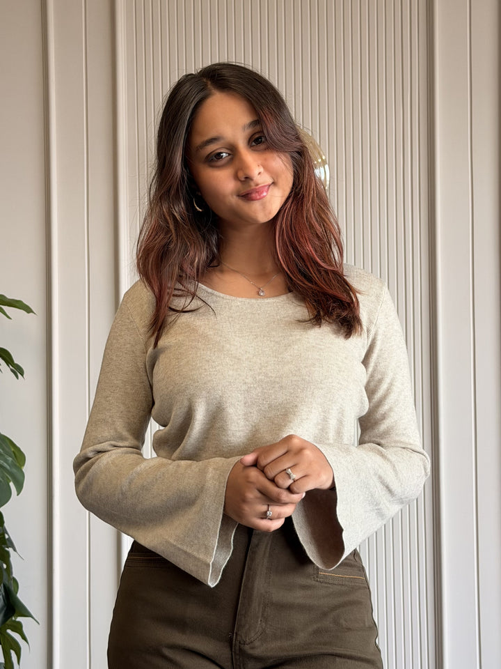 Beige Bell Crop Top