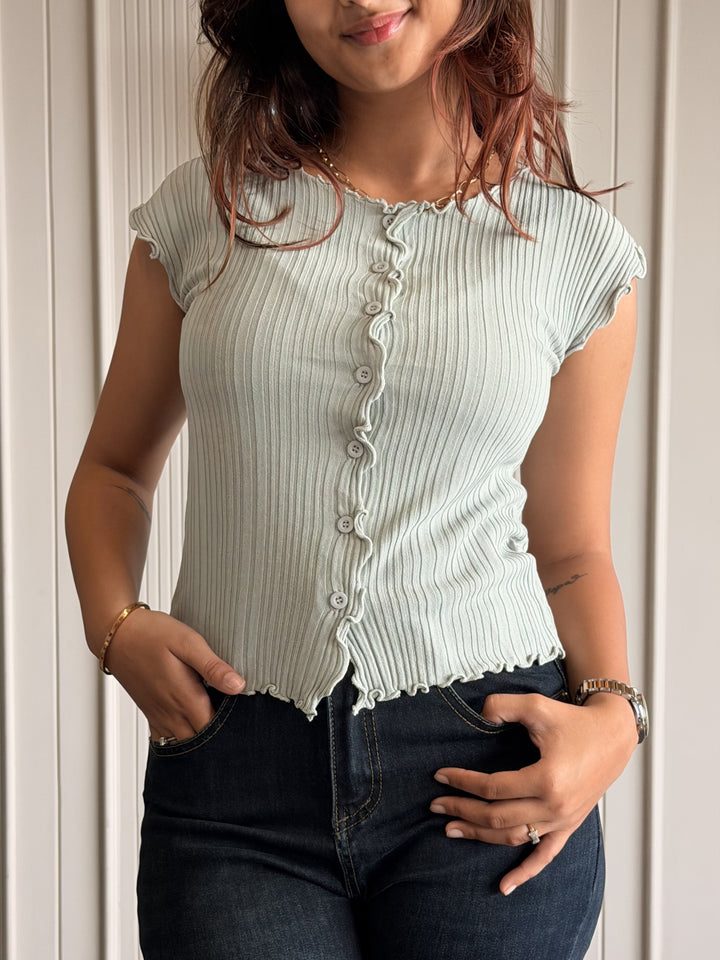 Button-Down Ruffle Top