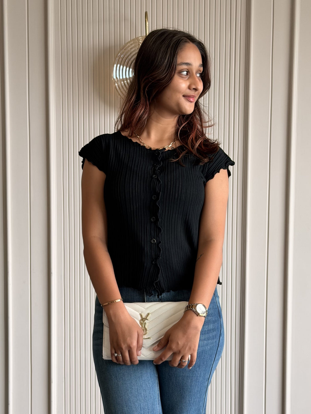 Button-Down Ruffle Top