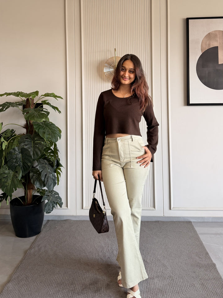 Dark Brown Bell Crop Top