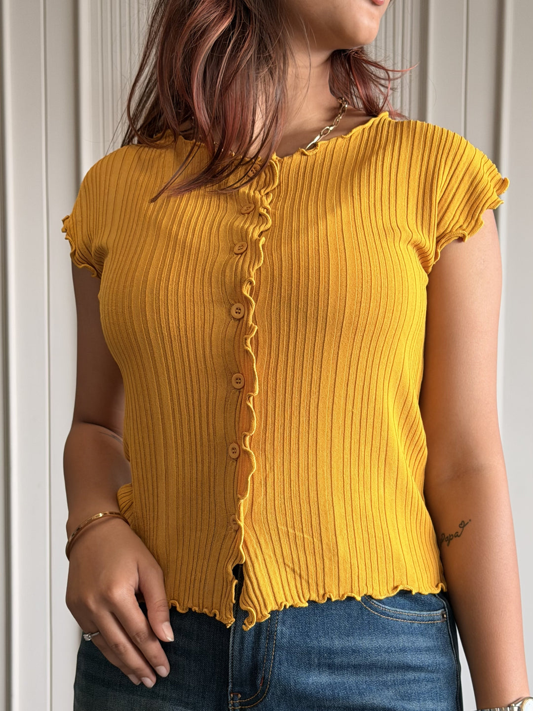 Button-Down Ruffle Top