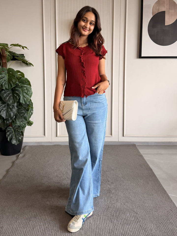 Button-Down Ruffle Top