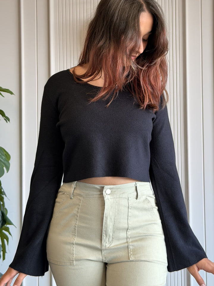Black Bell Crop Top