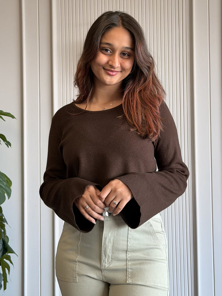 Dark Brown Bell Crop Top