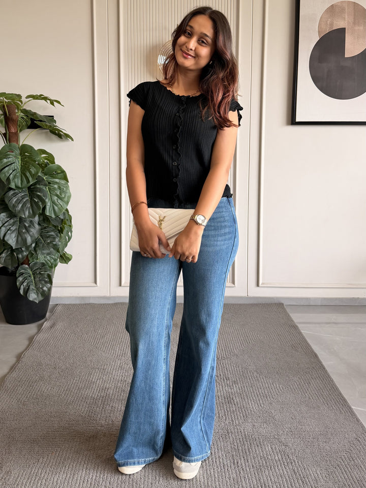 Button-Down Ruffle Top