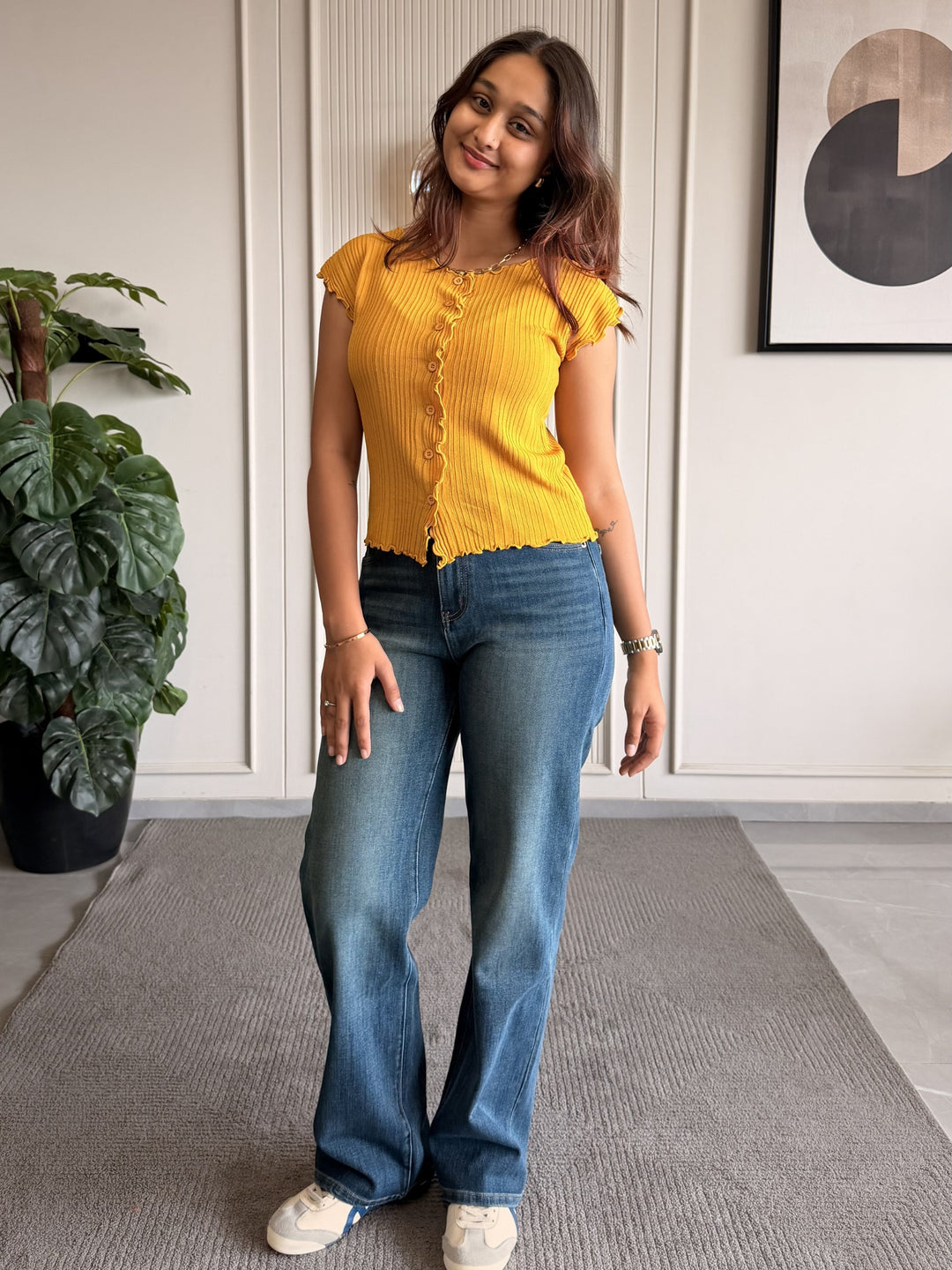Button-Down Ruffle Top