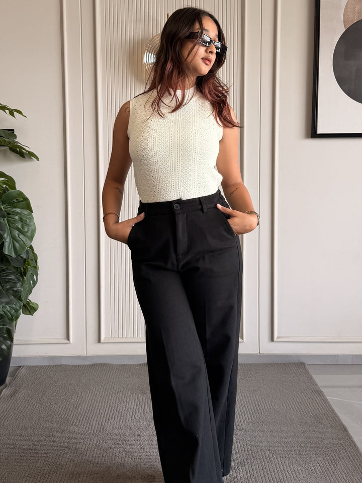 Textured High Neck Sleeveless Top