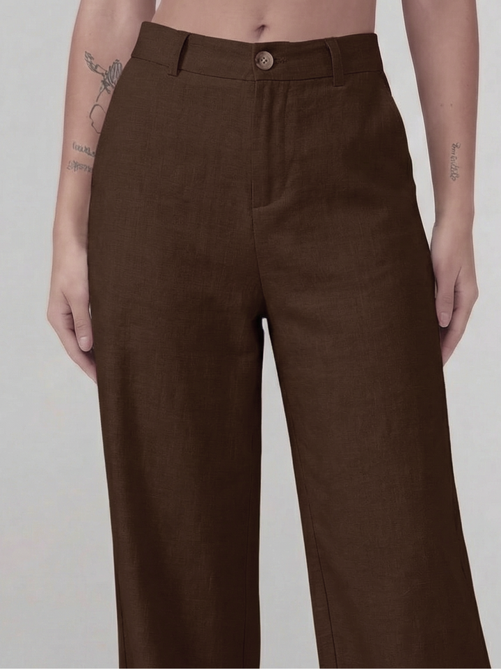 Women’s Dark Brown Linen Pant