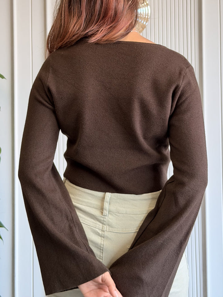Dark Brown Bell Crop Top