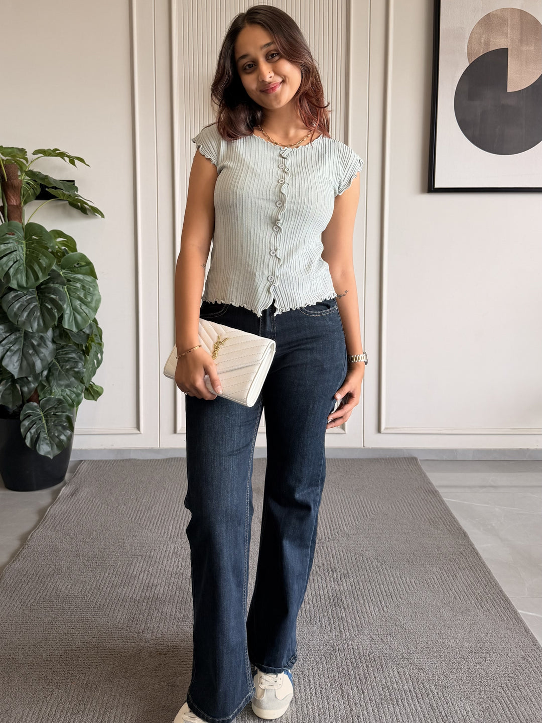 Button-Down Ruffle Top