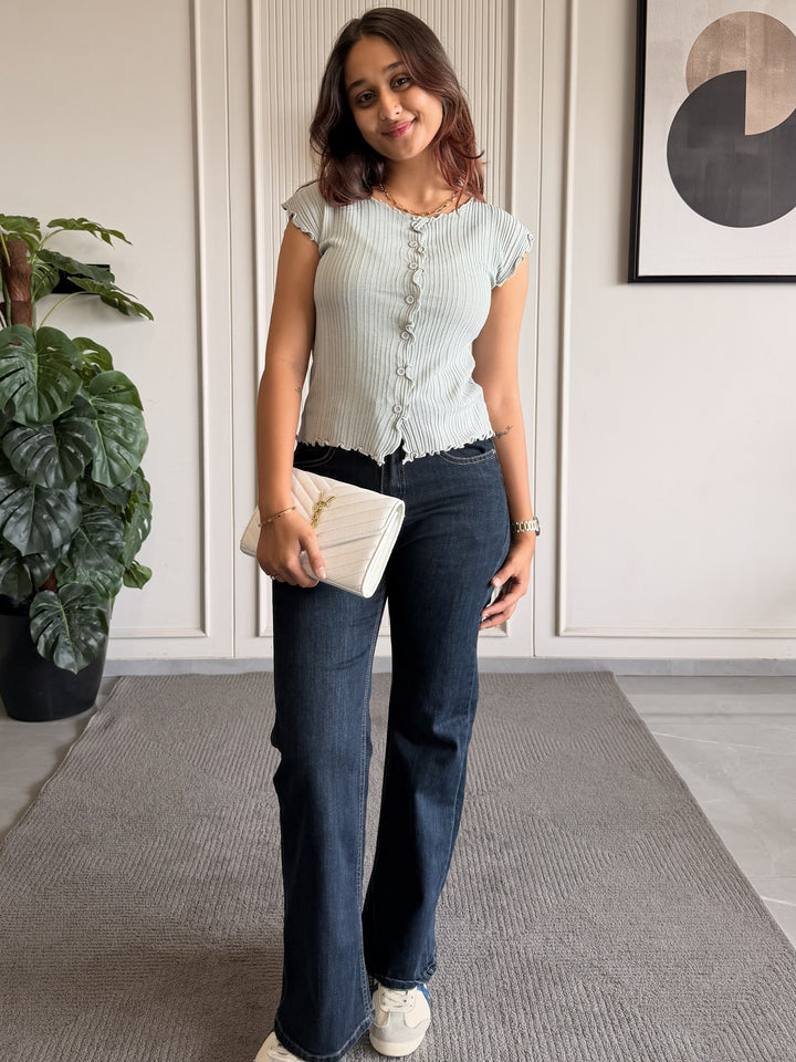 Button-Down Ruffle Top