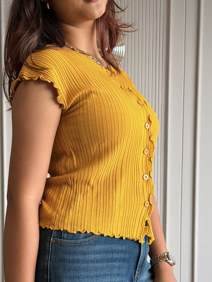 Button-Down Ruffle Top