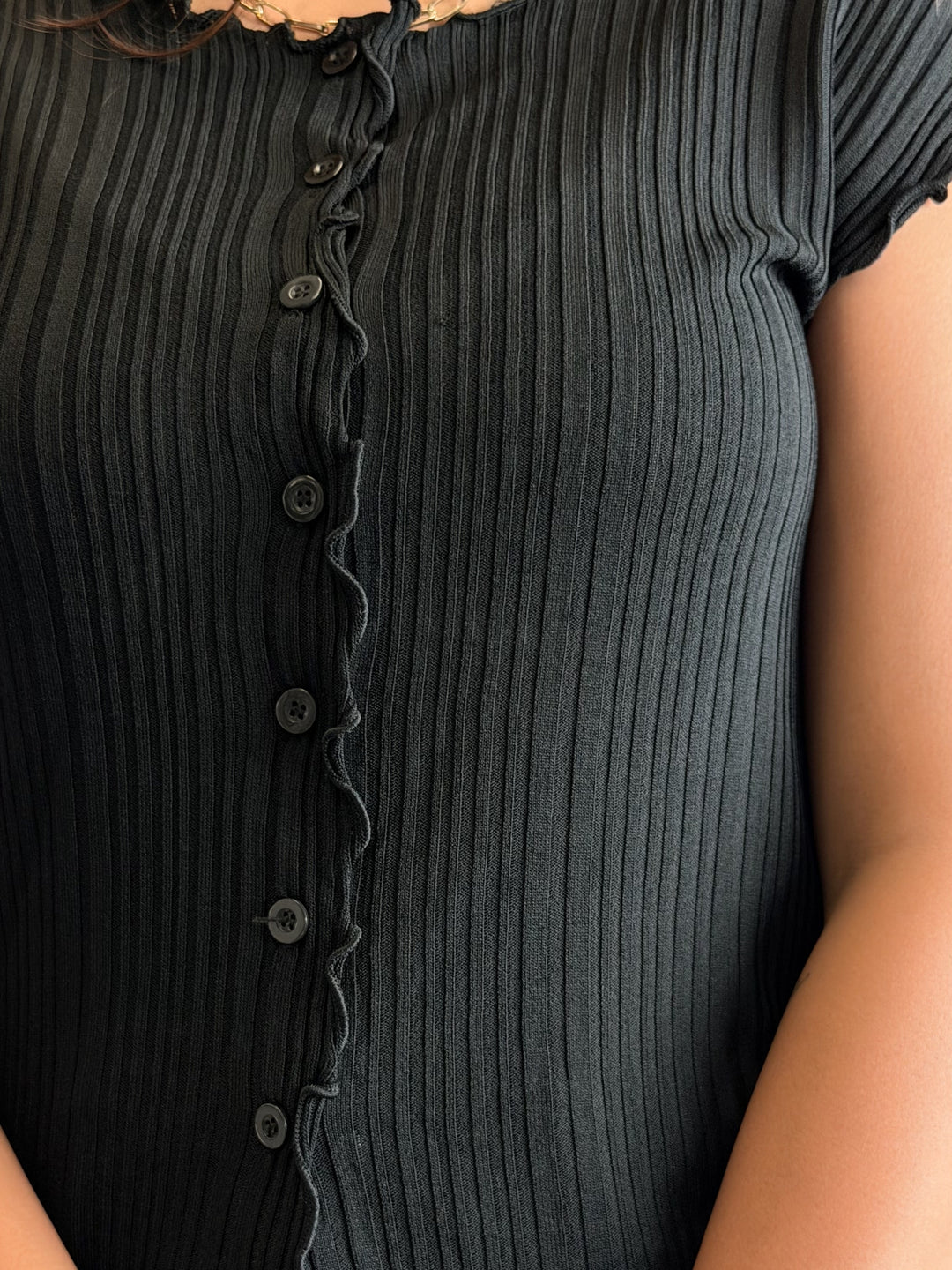 Button-Down Ruffle Top