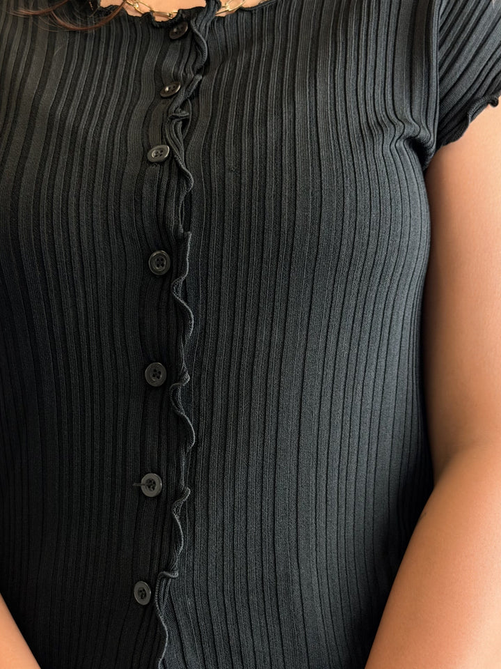 Button-Down Ruffle Top