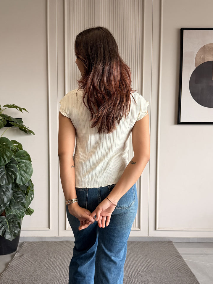 Button-Down Ruffle Top