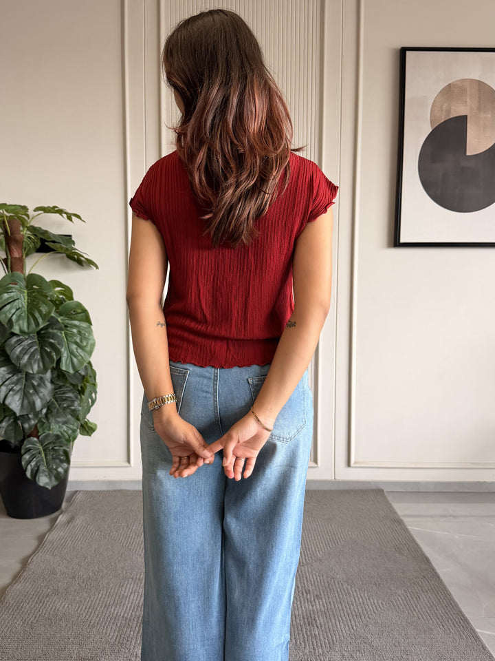 Button-Down Ruffle Top