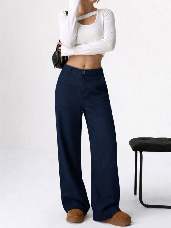Women’s Navy Blue Linen Pant