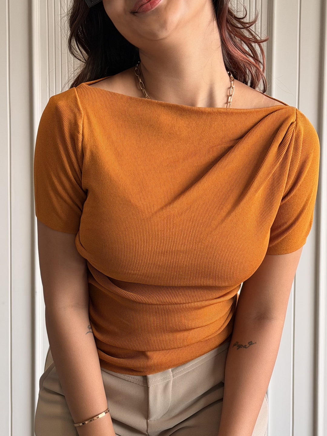 Boat Neck Body Hugging Top