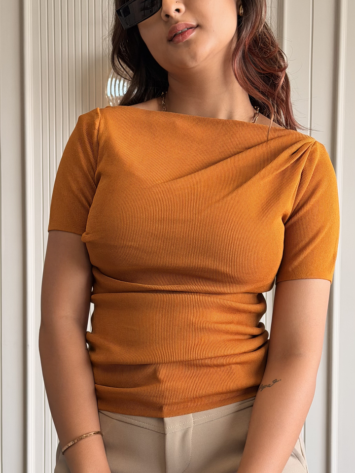 Boat Neck Body Hugging Top