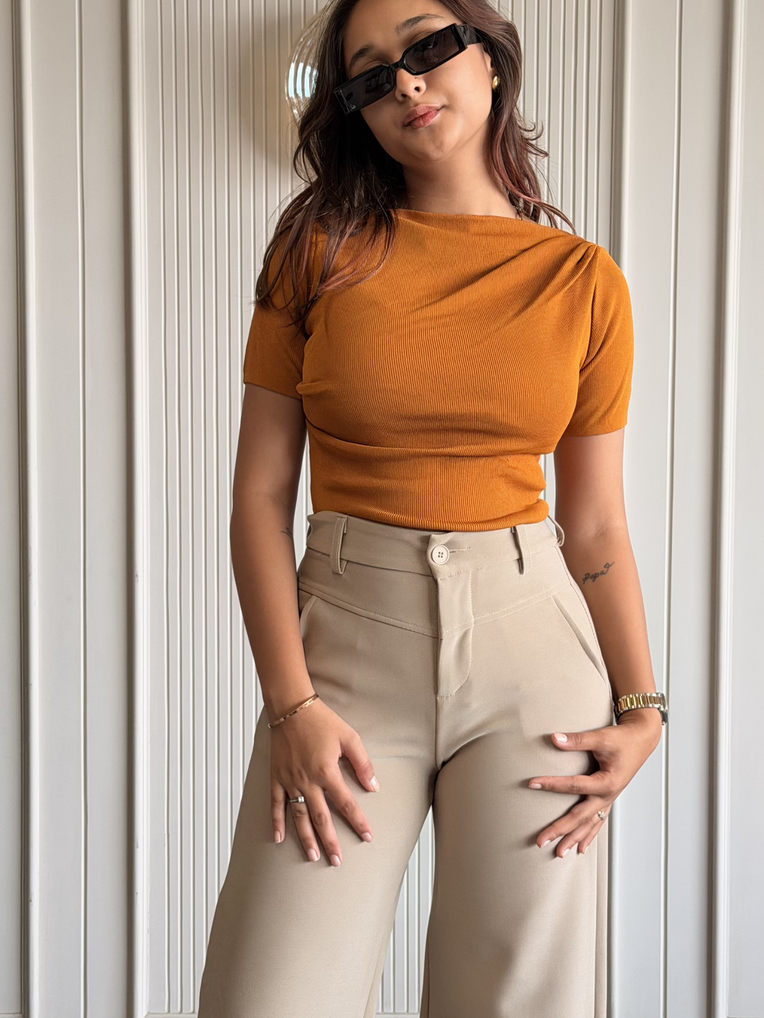 Boat Neck Body Hugging Top