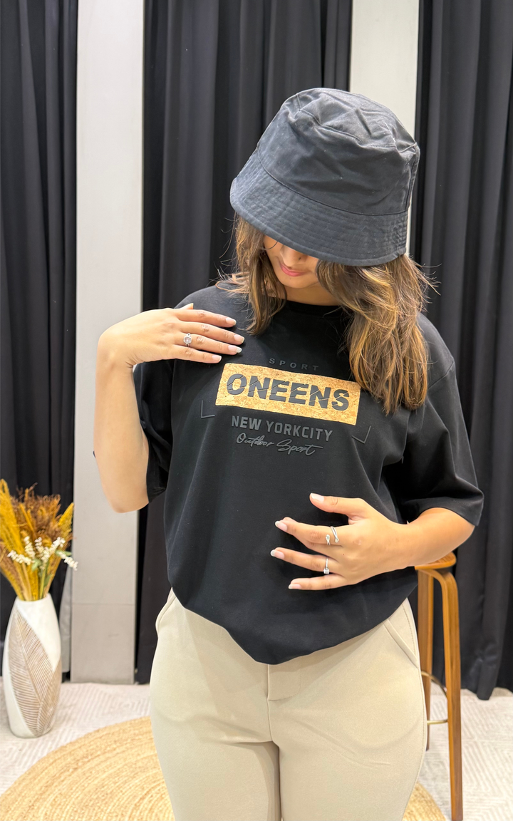 Women’s Typographic Print T-Shirt (ONEENS)