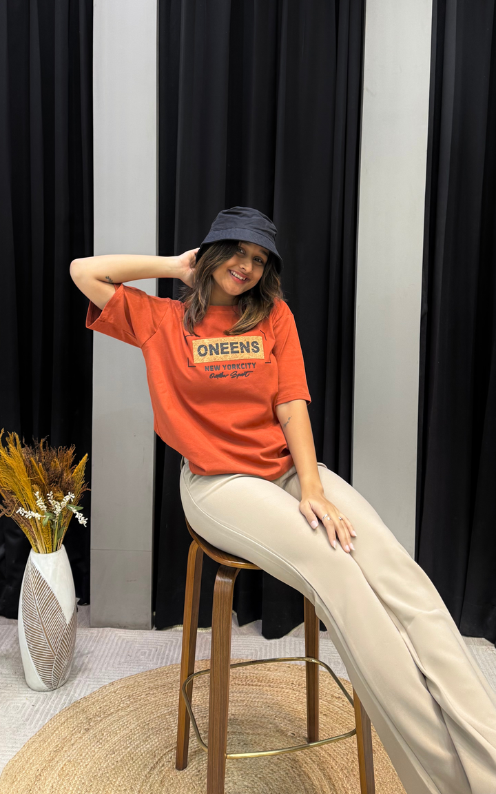 Women’s Typographic Print T-Shirt (ONEENS)