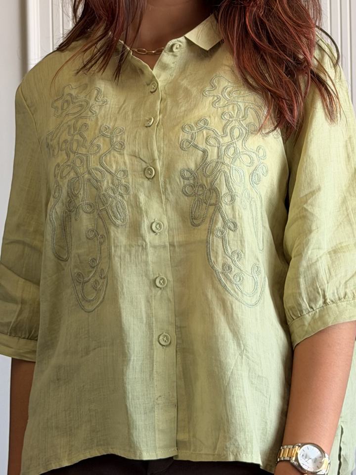 100% Linen Embroidered Shirt