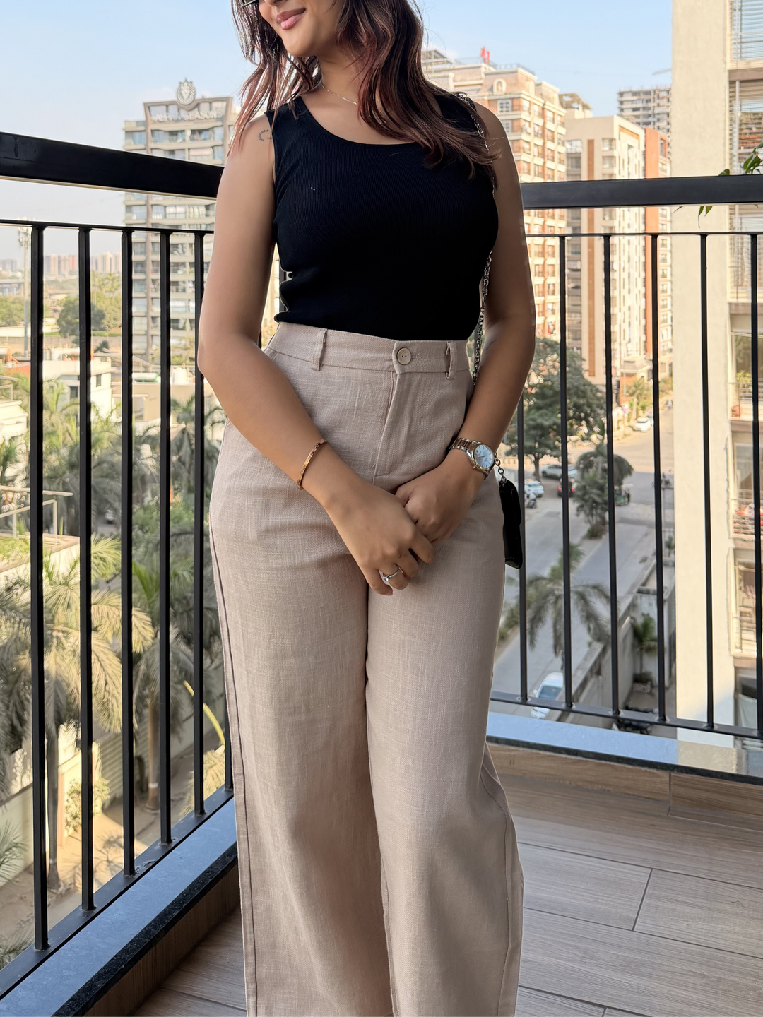 Women’s Beige Linen Pant