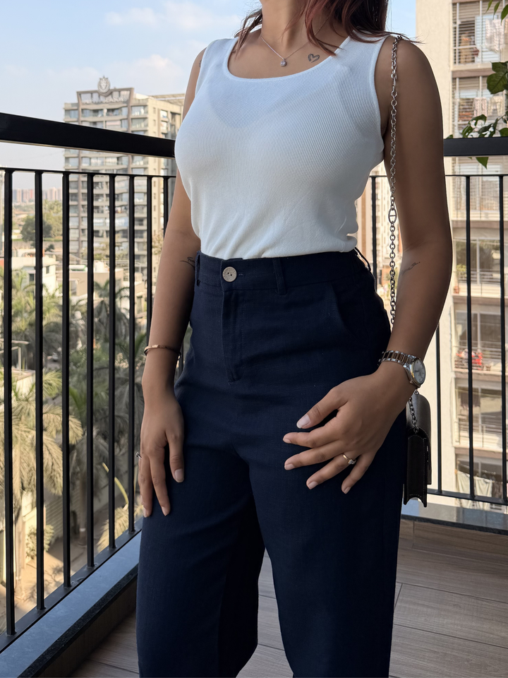 Women’s Navy Blue Linen Pant