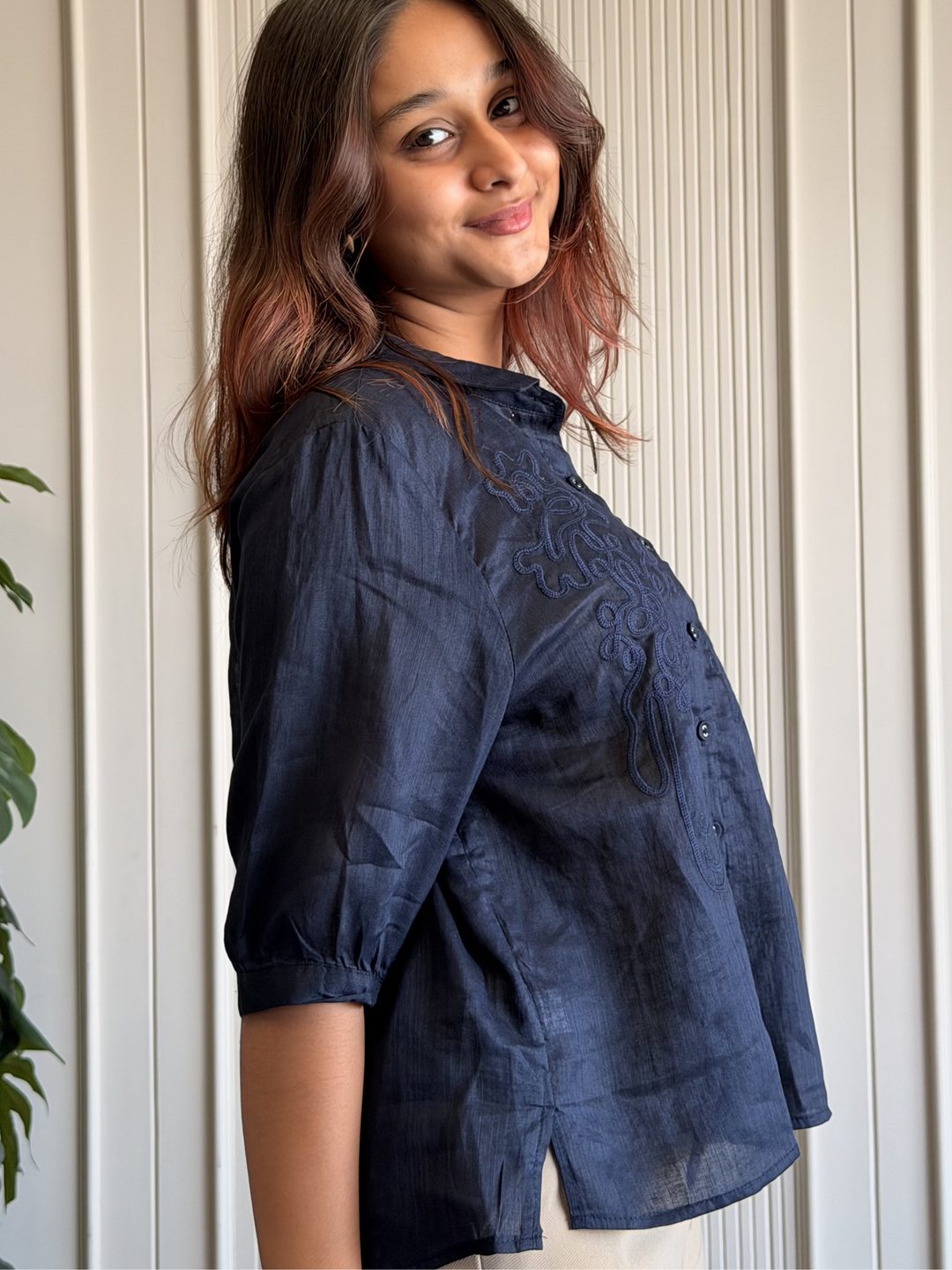 100% Linen Embroidered Shirt