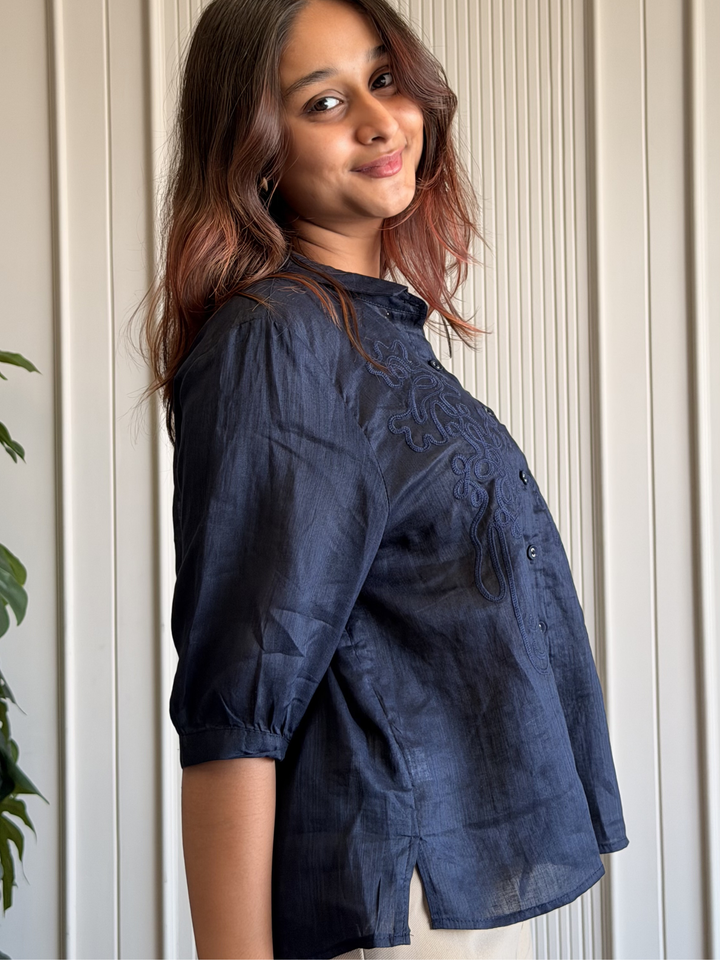 100% Linen Embroidered Shirt