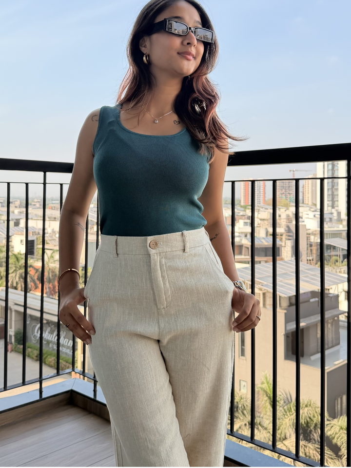 Women’s Light Beige Linen Pant