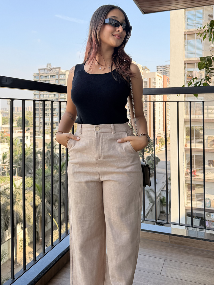 Women’s Beige Linen Pant