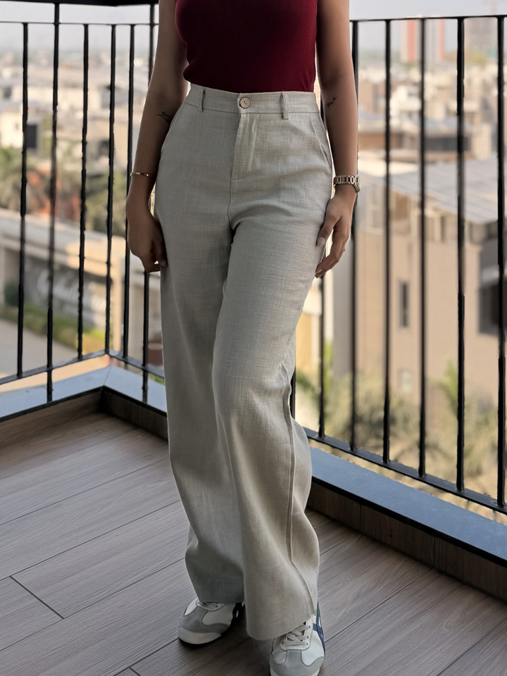 Women’s Light Gray Linen Pant