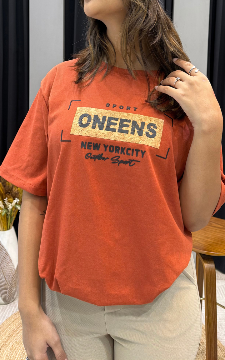 Women’s Typographic Print T-Shirt (ONEENS)