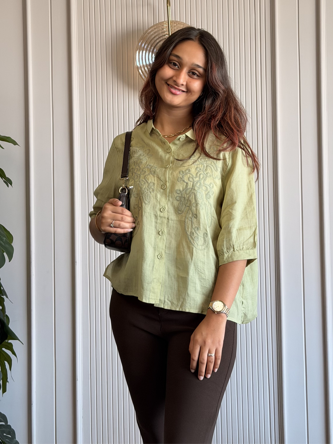 100% Linen Embroidered Shirt