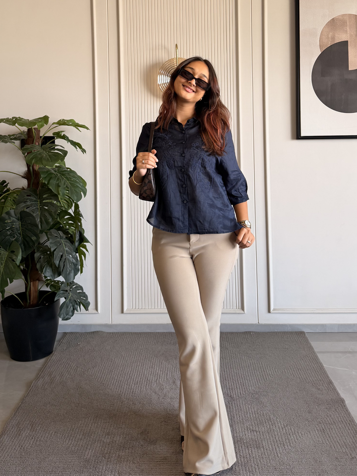 100% Linen Embroidered Shirt