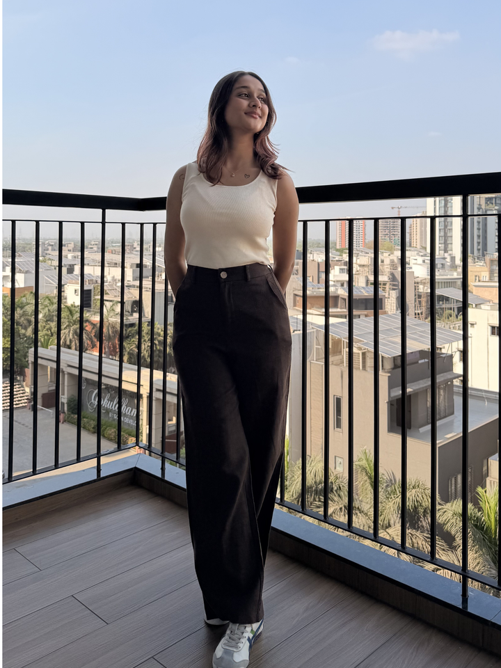 Women’s Dark Brown Linen Pant