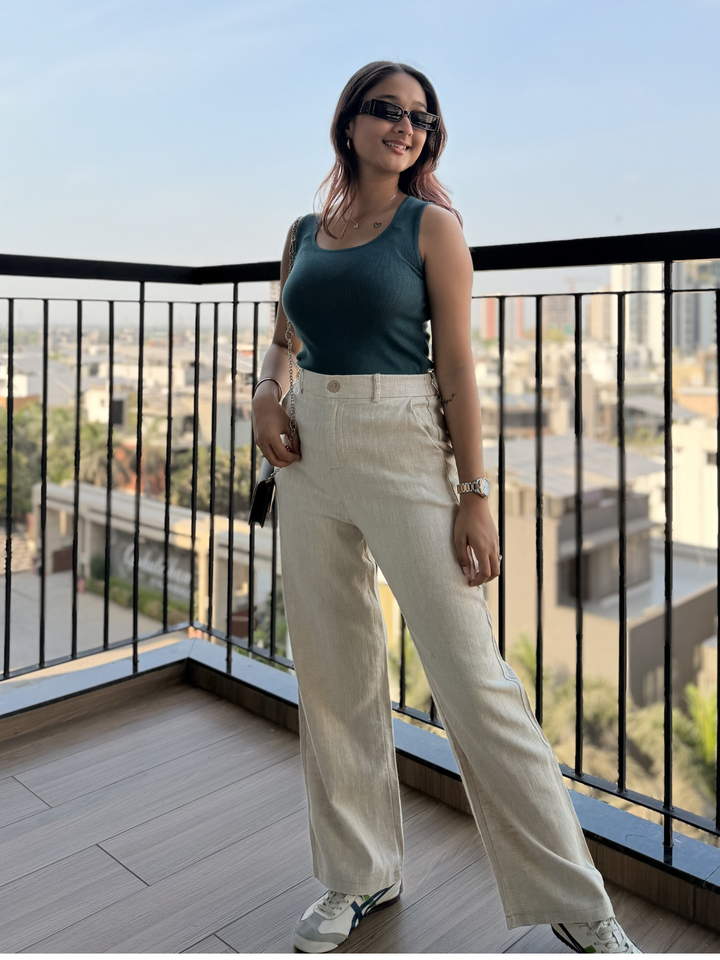 Women’s Light Beige Linen Pant