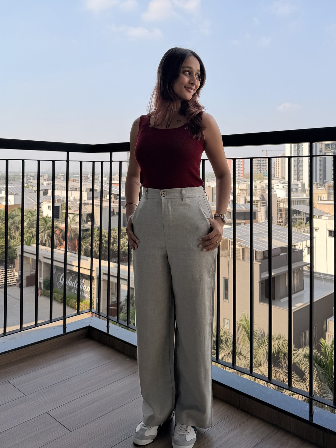 Women’s Light Gray Linen Pant