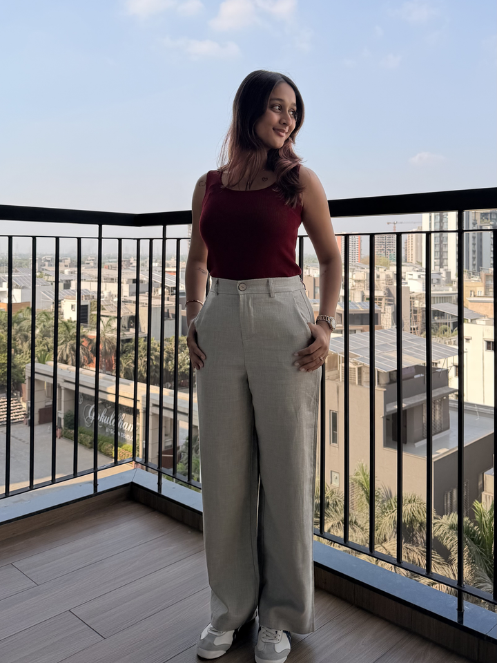 Women’s Light Gray Linen Pant