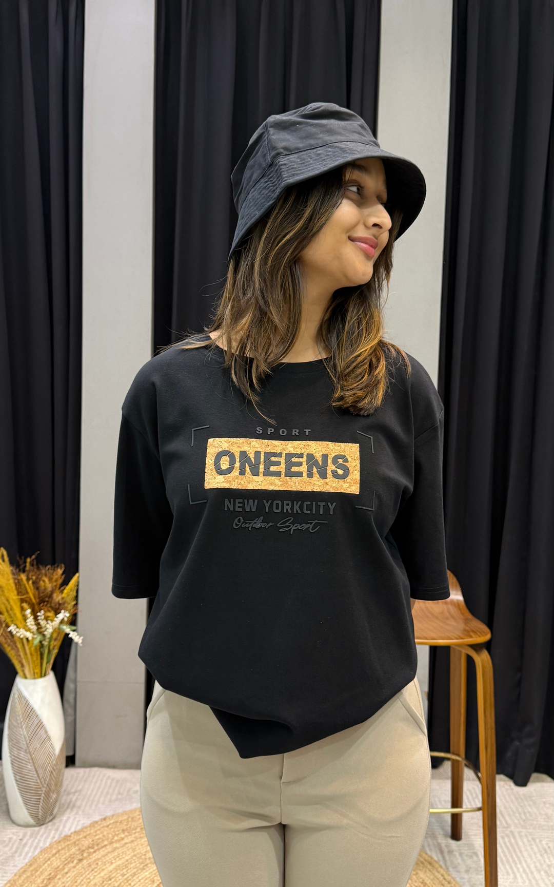Women’s Typographic Print T-Shirt (ONEENS)