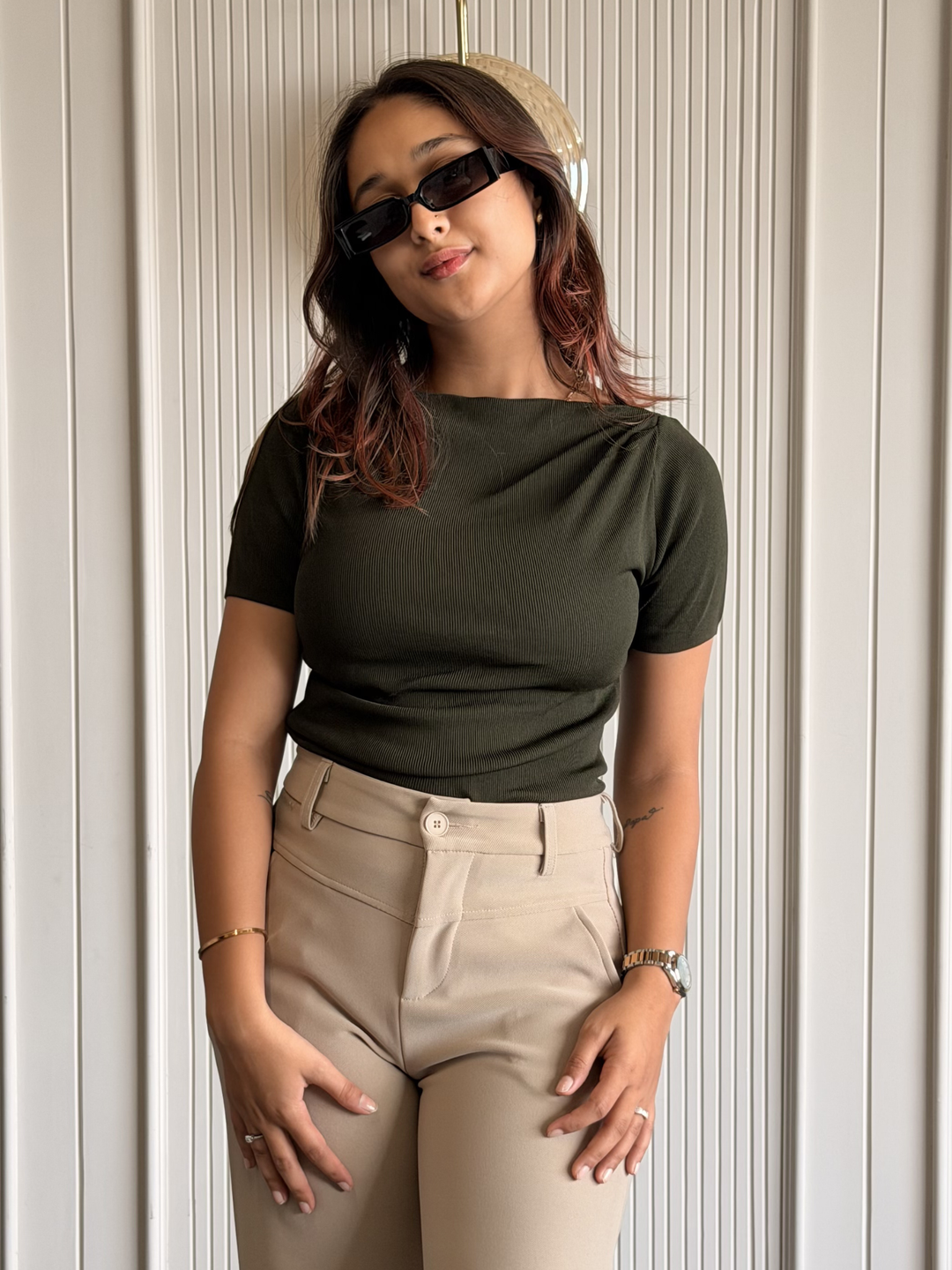 Boat Neck Body Hugging Top